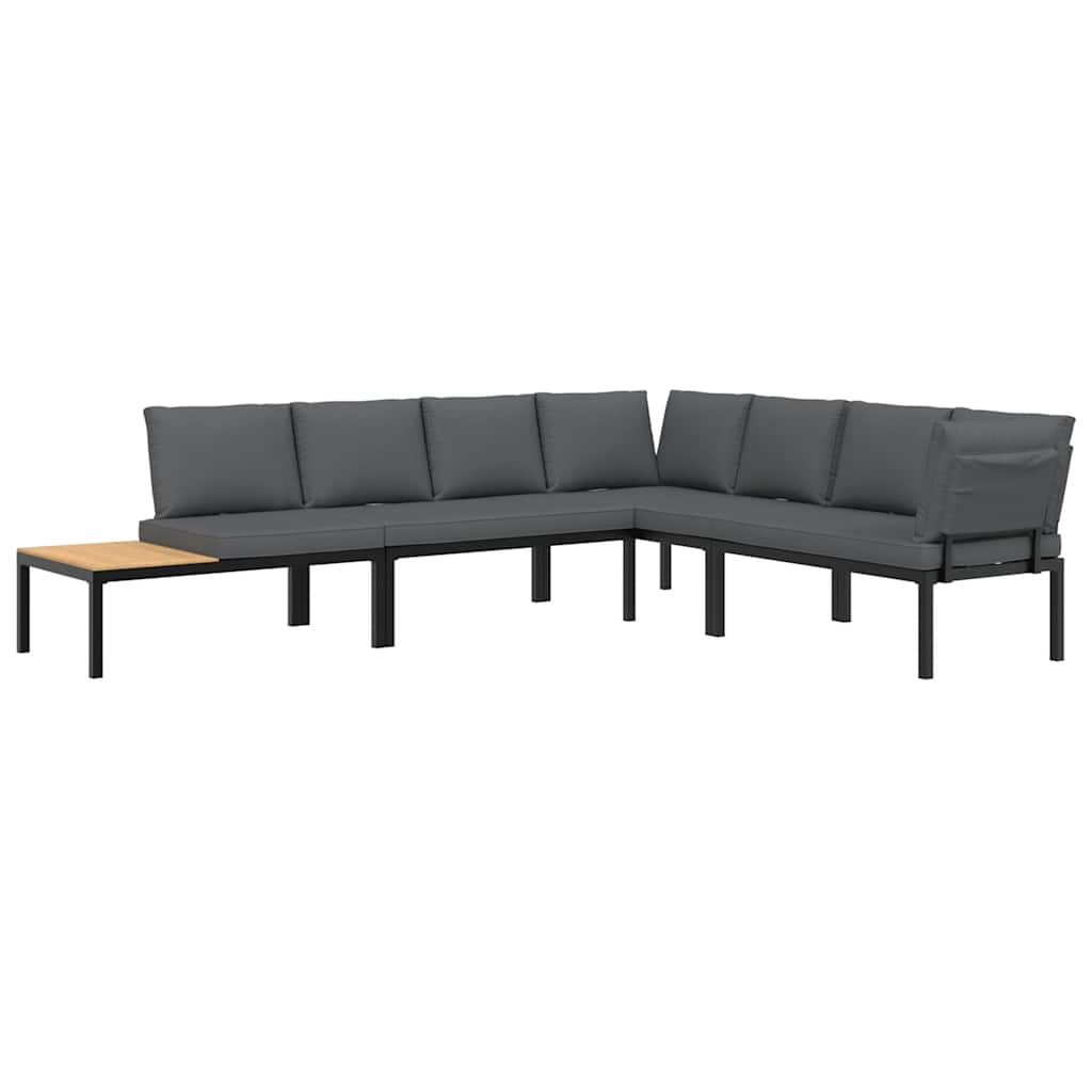 4-delige Loungeset met kussens aluminium zwart is nu te koop bij PeponiXL, paradijselijk wonen!