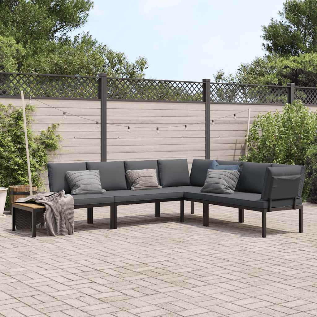 4-delige Loungeset met kussens aluminium zwart is nu te koop bij PeponiXL, paradijselijk wonen!