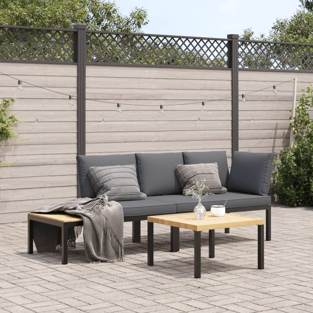 3-delige Loungeset met kussens aluminium zwart is nu te koop bij PeponiXL, paradijselijk wonen!