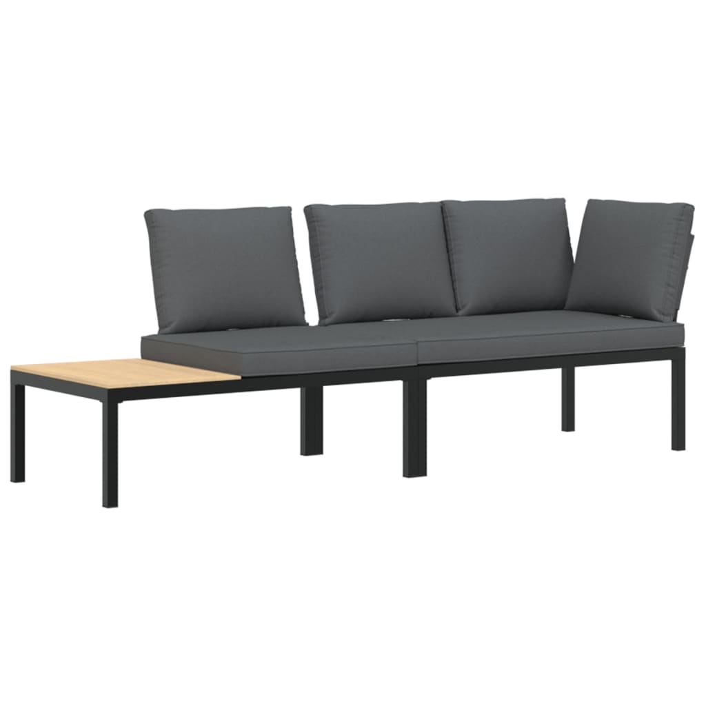 2-delige Loungeset met kussens aluminium zwart is nu te koop bij PeponiXL, paradijselijk wonen!