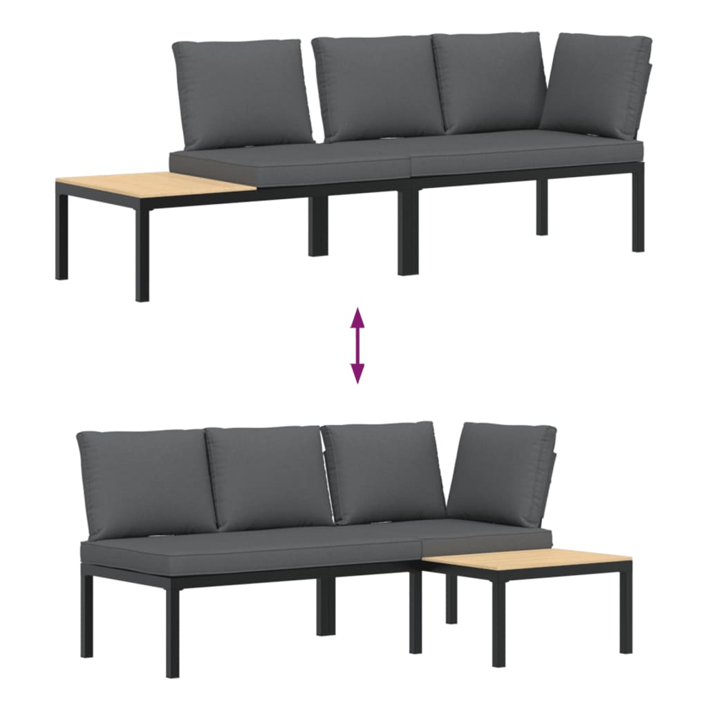 2-delige Loungeset met kussens aluminium zwart is nu te koop bij PeponiXL, paradijselijk wonen!
