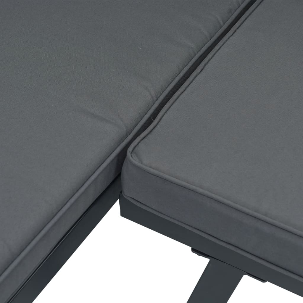 2-delige Loungeset met kussens aluminium zwart is nu te koop bij PeponiXL, paradijselijk wonen!
