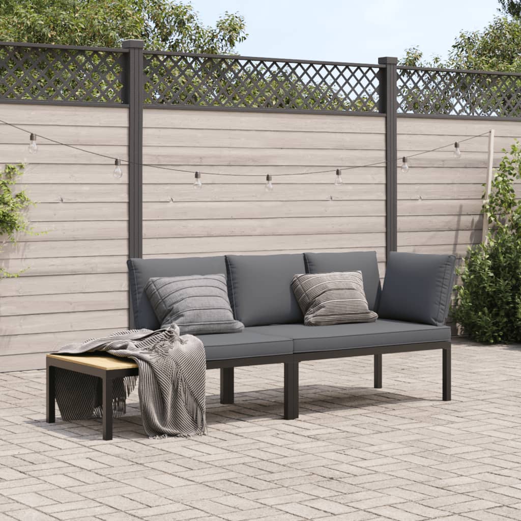 2-delige Loungeset met kussens aluminium zwart is nu te koop bij PeponiXL, paradijselijk wonen!