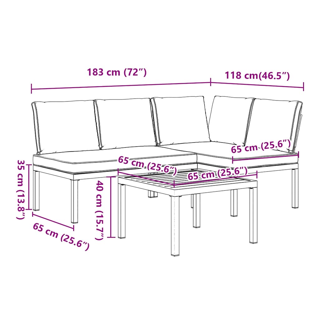 3-delige Loungeset met kussens aluminium zwart is nu te koop bij PeponiXL, paradijselijk wonen!