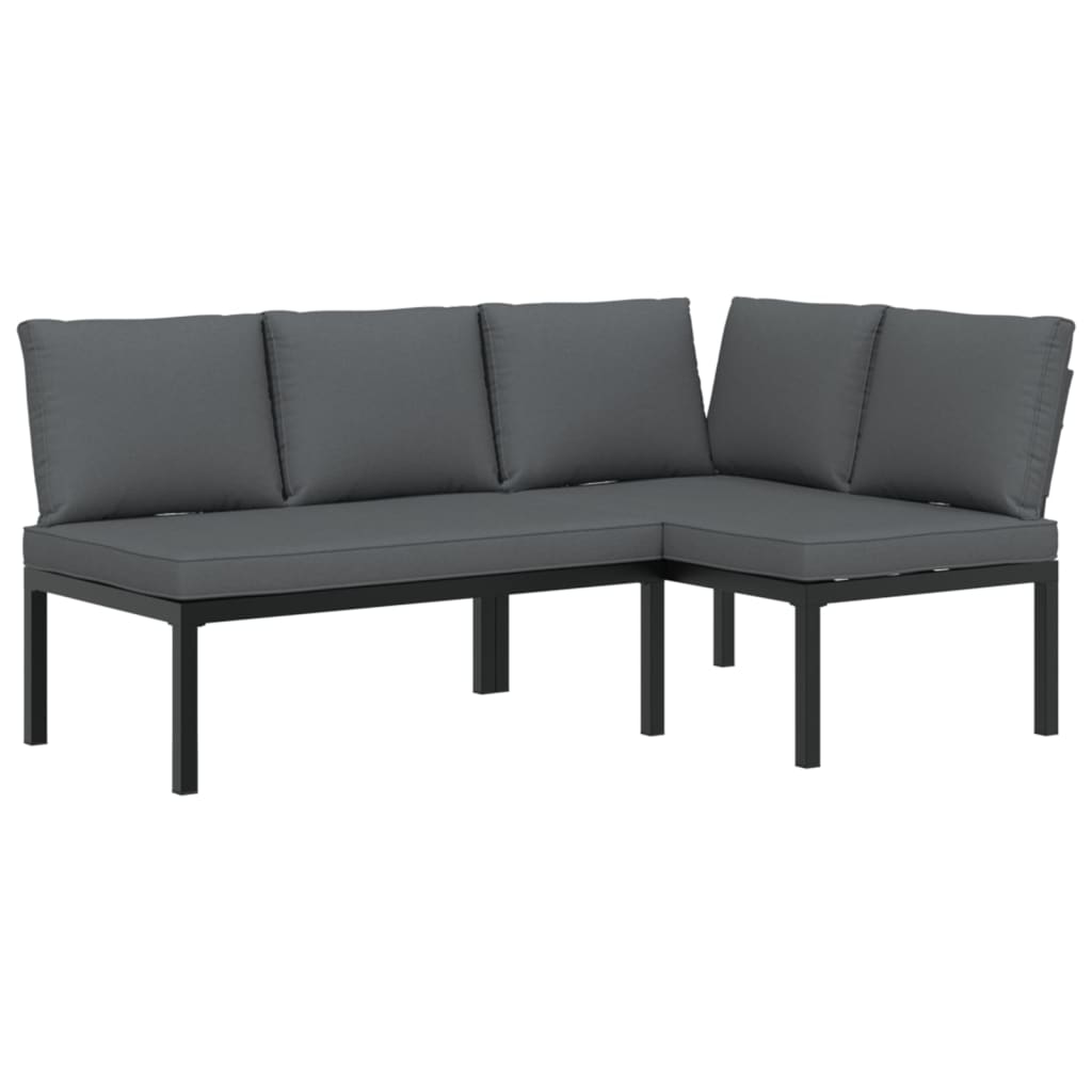 2-delige Loungeset met kussens aluminium zwart is nu te koop bij PeponiXL, paradijselijk wonen!
