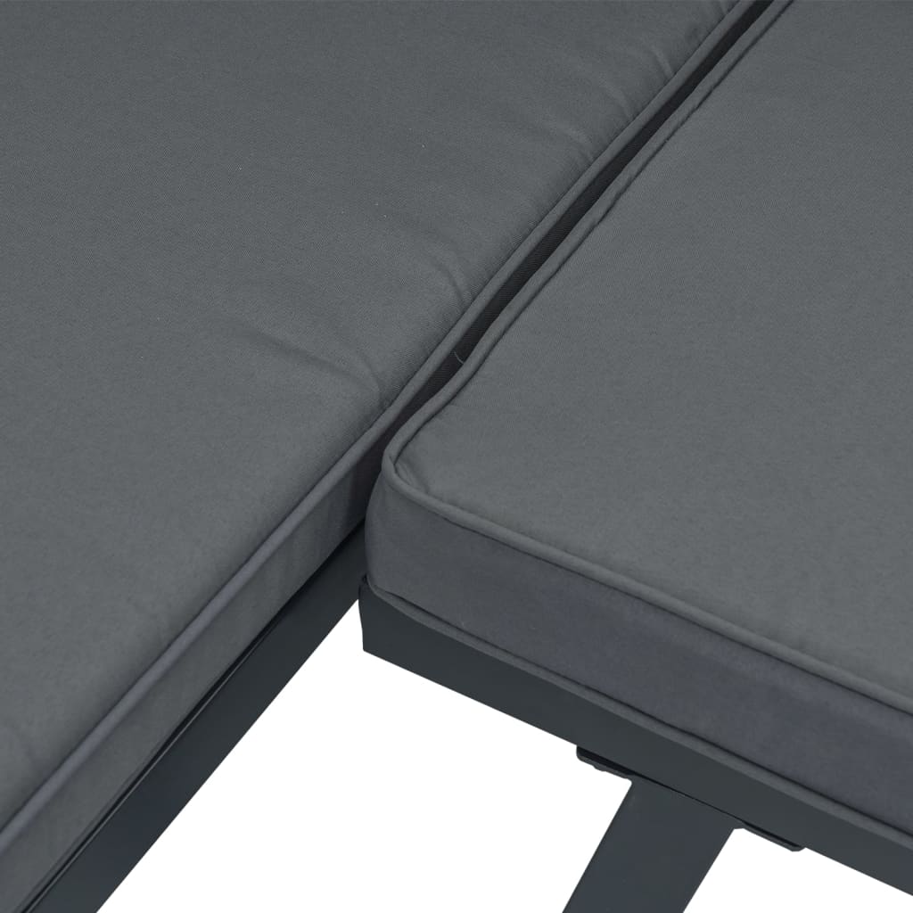 2-delige Loungeset met kussens aluminium zwart is nu te koop bij PeponiXL, paradijselijk wonen!