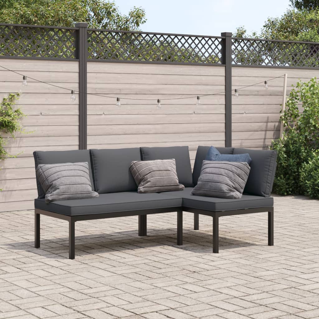 2-delige Loungeset met kussens aluminium zwart is nu te koop bij PeponiXL, paradijselijk wonen!