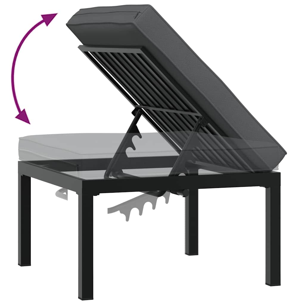 4-delige Loungeset met kussens aluminium zwart is nu te koop bij PeponiXL, paradijselijk wonen!