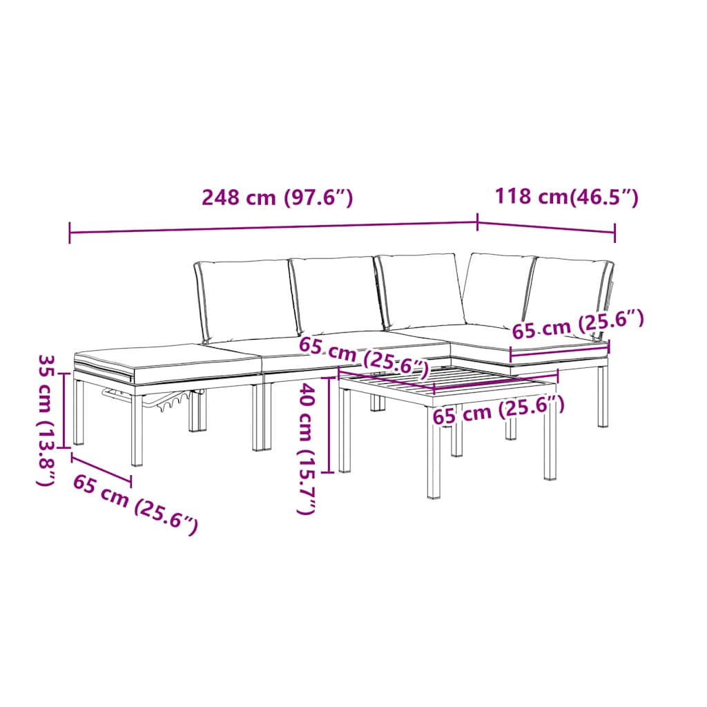 4-delige Loungeset met kussens aluminium zwart is nu te koop bij PeponiXL, paradijselijk wonen!