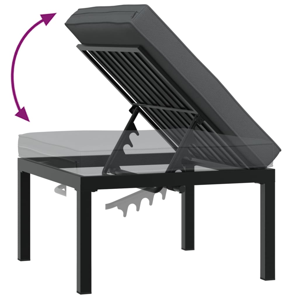 3-delige Loungeset met kussens aluminium zwart is nu te koop bij PeponiXL, paradijselijk wonen!