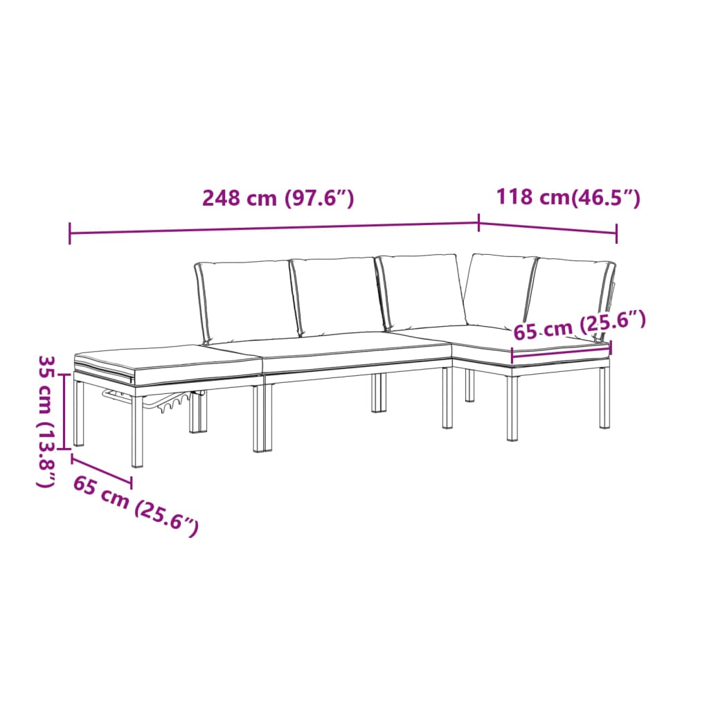3-delige Loungeset met kussens aluminium zwart is nu te koop bij PeponiXL, paradijselijk wonen!