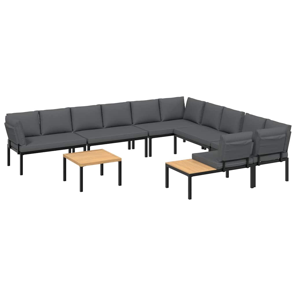 7-delige Loungeset met kussens aluminium zwart is nu te koop bij PeponiXL, paradijselijk wonen!
