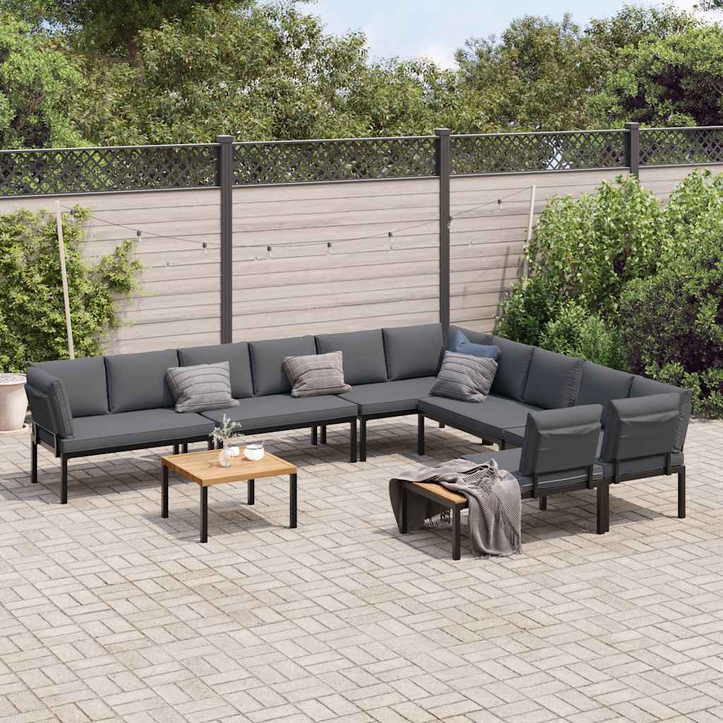 7-delige Loungeset met kussens aluminium zwart is nu te koop bij PeponiXL, paradijselijk wonen!