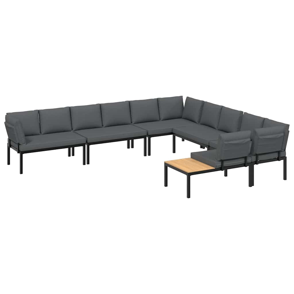 6-delige Loungeset met kussens aluminium zwart is nu te koop bij PeponiXL, paradijselijk wonen!