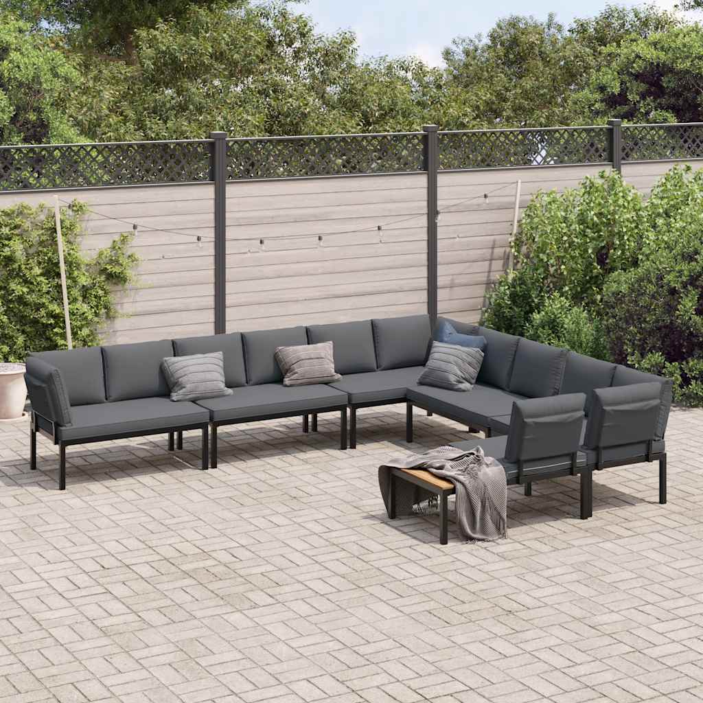 6-delige Loungeset met kussens aluminium zwart is nu te koop bij PeponiXL, paradijselijk wonen!