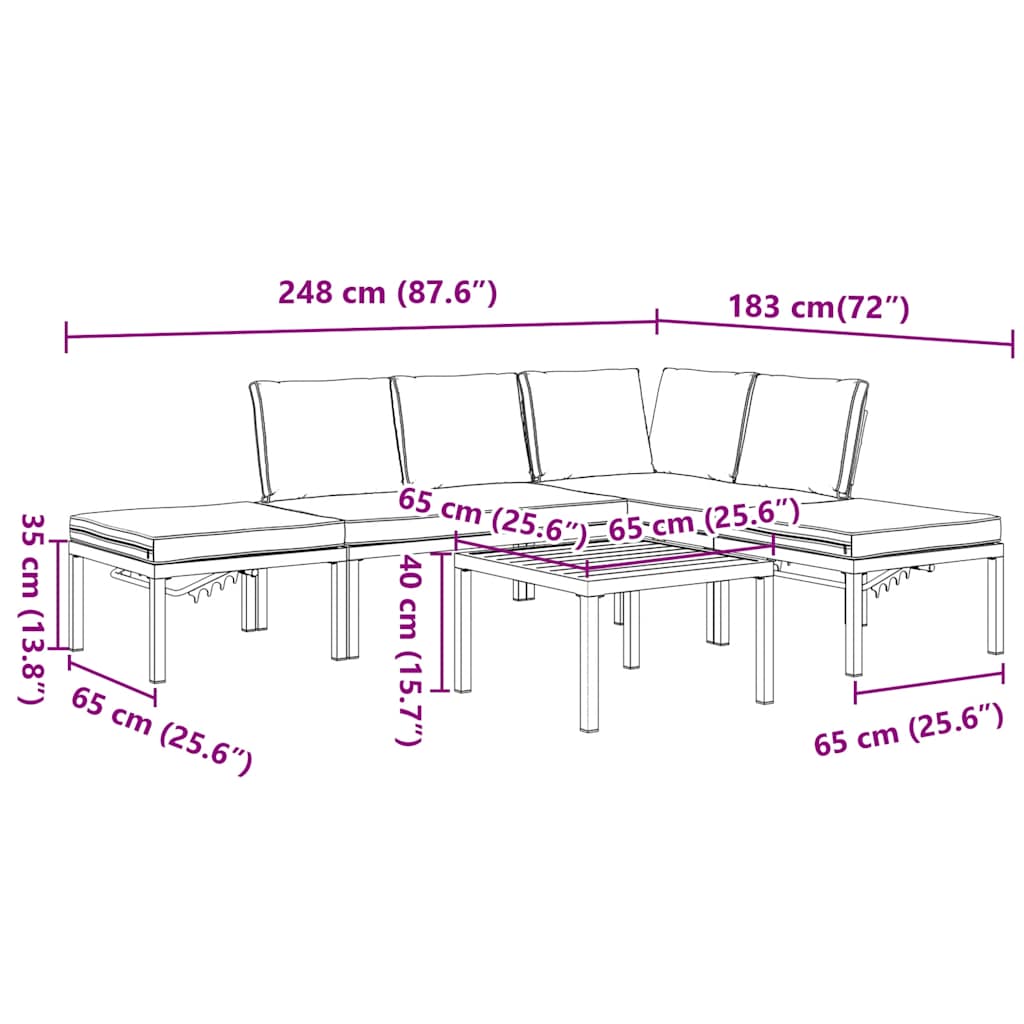 5-delige Loungeset met kussens aluminium zwart is nu te koop bij PeponiXL, paradijselijk wonen!