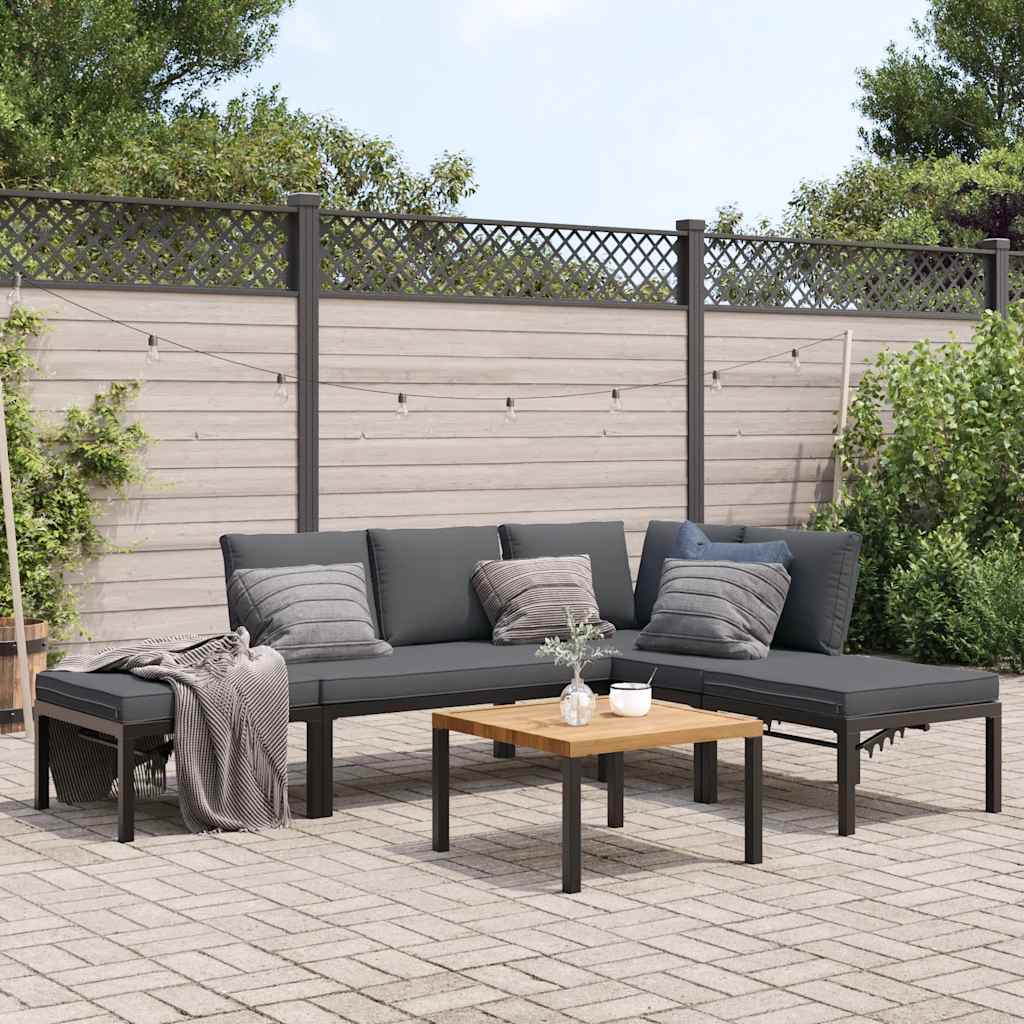 5-delige Loungeset met kussens aluminium zwart is nu te koop bij PeponiXL, paradijselijk wonen!