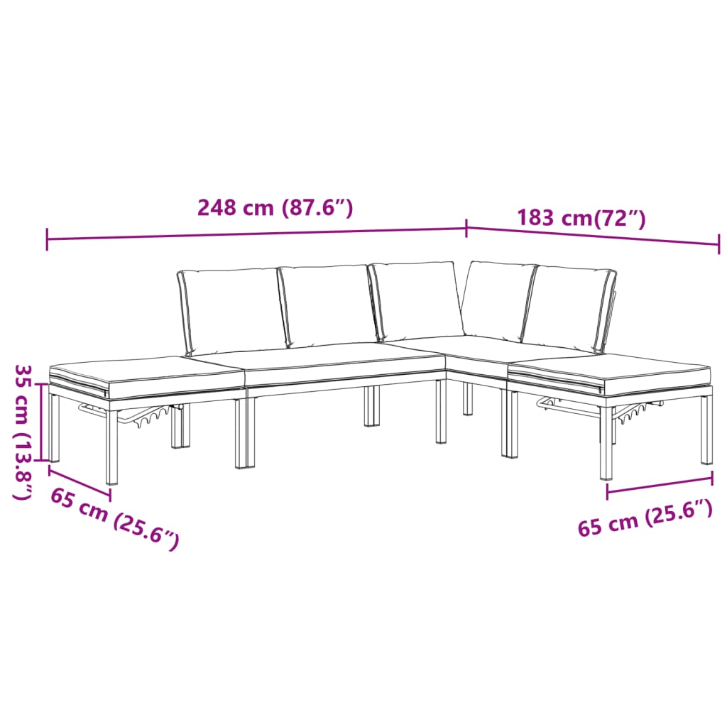 4-delige Loungeset met kussens aluminium zwart is nu te koop bij PeponiXL, paradijselijk wonen!