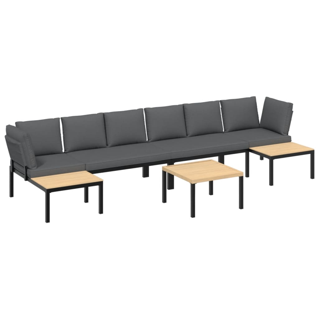 5-delige Loungeset met kussens aluminium zwart is nu te koop bij PeponiXL, paradijselijk wonen!