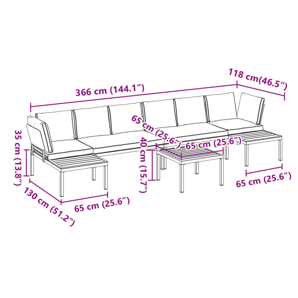 5-delige Loungeset met kussens aluminium zwart is nu te koop bij PeponiXL, paradijselijk wonen!