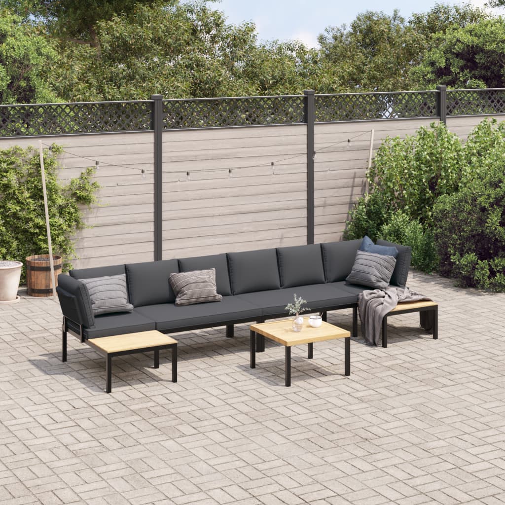 5-delige Loungeset met kussens aluminium zwart is nu te koop bij PeponiXL, paradijselijk wonen!