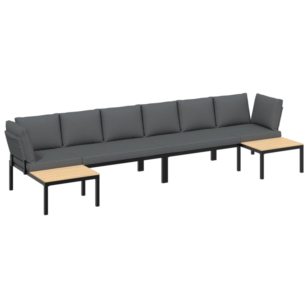 4-delige Loungeset met kussens aluminium zwart is nu te koop bij PeponiXL, paradijselijk wonen!
