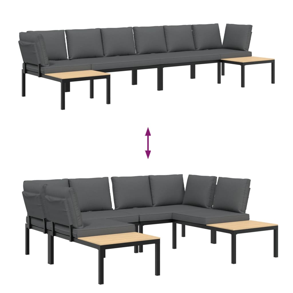 4-delige Loungeset met kussens aluminium zwart is nu te koop bij PeponiXL, paradijselijk wonen!
