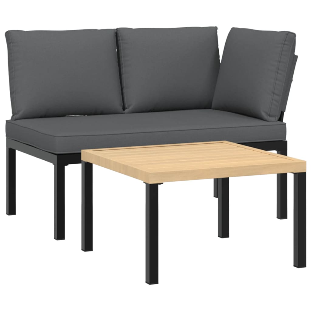 2-delige Loungeset met kussens aluminium zwart is nu te koop bij PeponiXL, paradijselijk wonen!