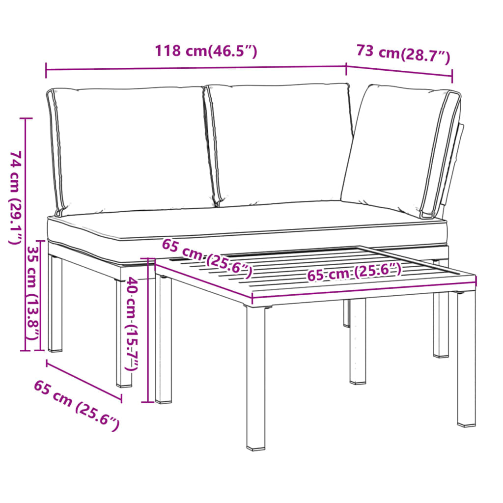 2-delige Loungeset met kussens aluminium zwart is nu te koop bij PeponiXL, paradijselijk wonen!