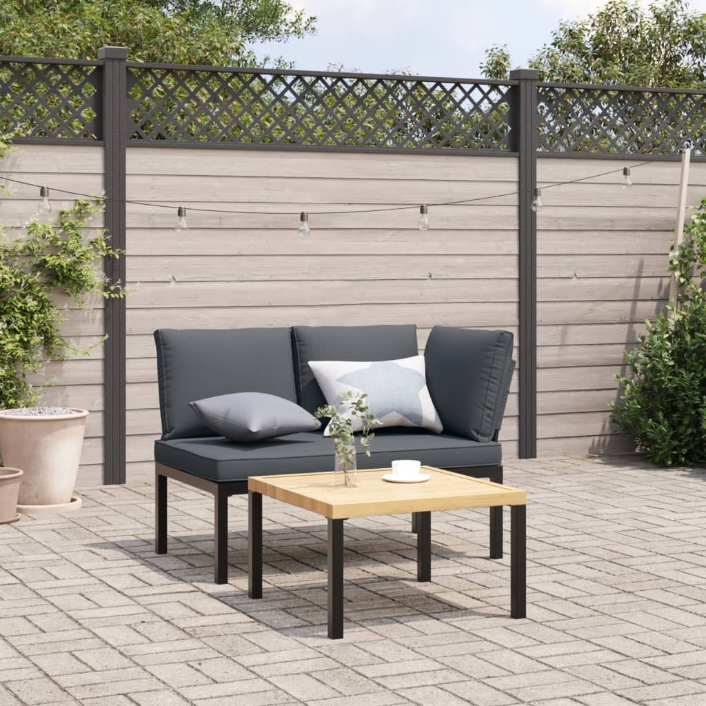 2-delige Loungeset met kussens aluminium zwart is nu te koop bij PeponiXL, paradijselijk wonen!