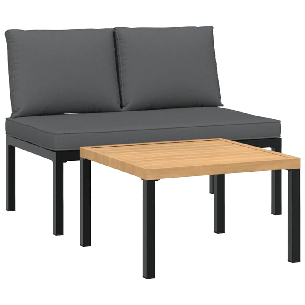 2-delige Loungeset met kussens aluminium zwart is nu te koop bij PeponiXL, paradijselijk wonen!