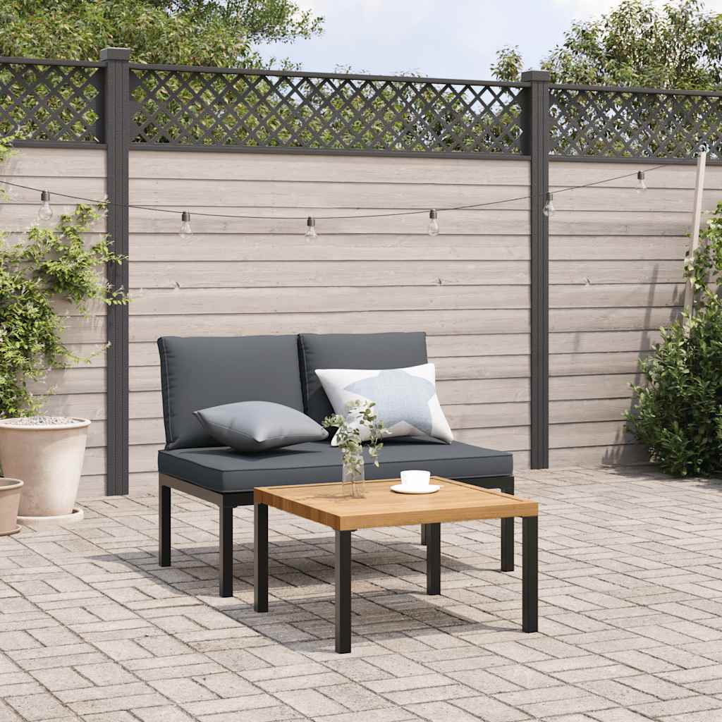 2-delige Loungeset met kussens aluminium zwart is nu te koop bij PeponiXL, paradijselijk wonen!