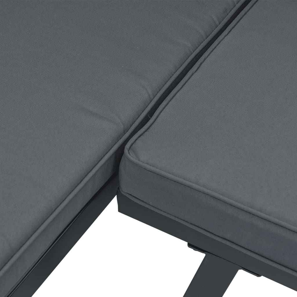 3-delige Loungeset met kussens aluminium zwart is nu te koop bij PeponiXL, paradijselijk wonen!