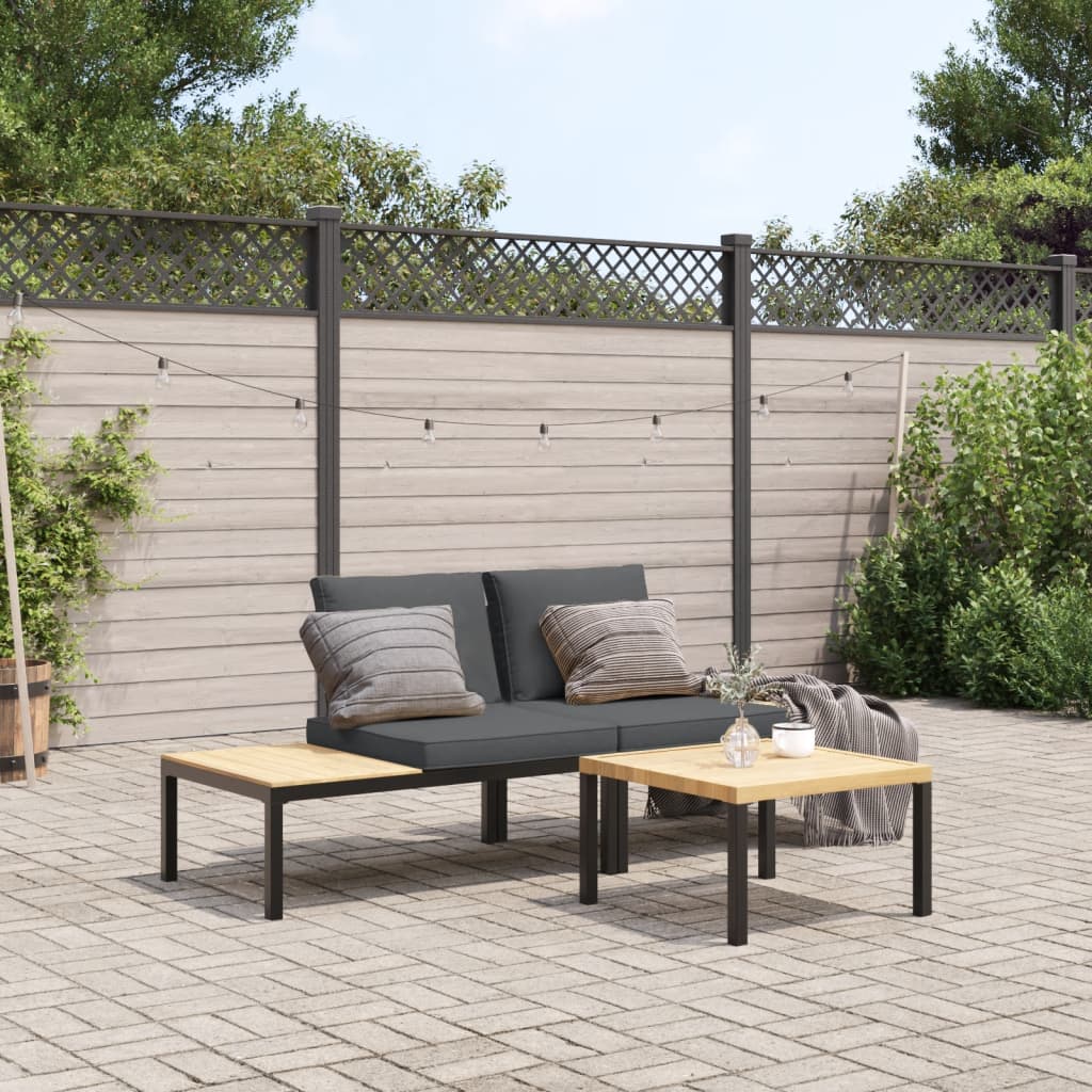 3-delige Loungeset met kussens aluminium zwart is nu te koop bij PeponiXL, paradijselijk wonen!
