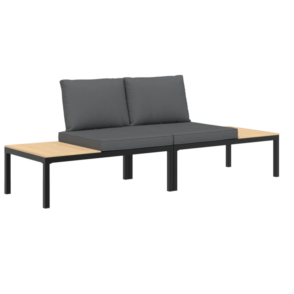 2-delige Loungeset met kussens aluminium zwart is nu te koop bij PeponiXL, paradijselijk wonen!