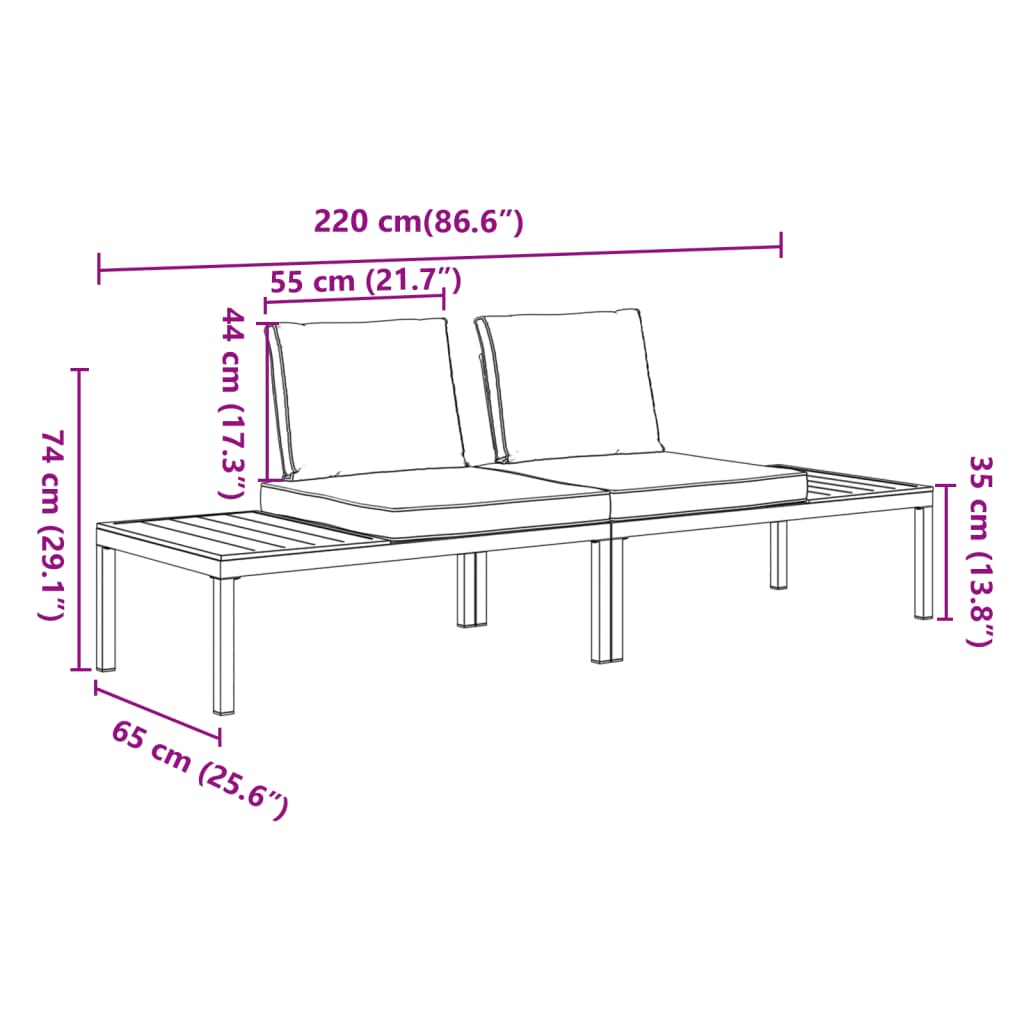 2-delige Loungeset met kussens aluminium zwart is nu te koop bij PeponiXL, paradijselijk wonen!