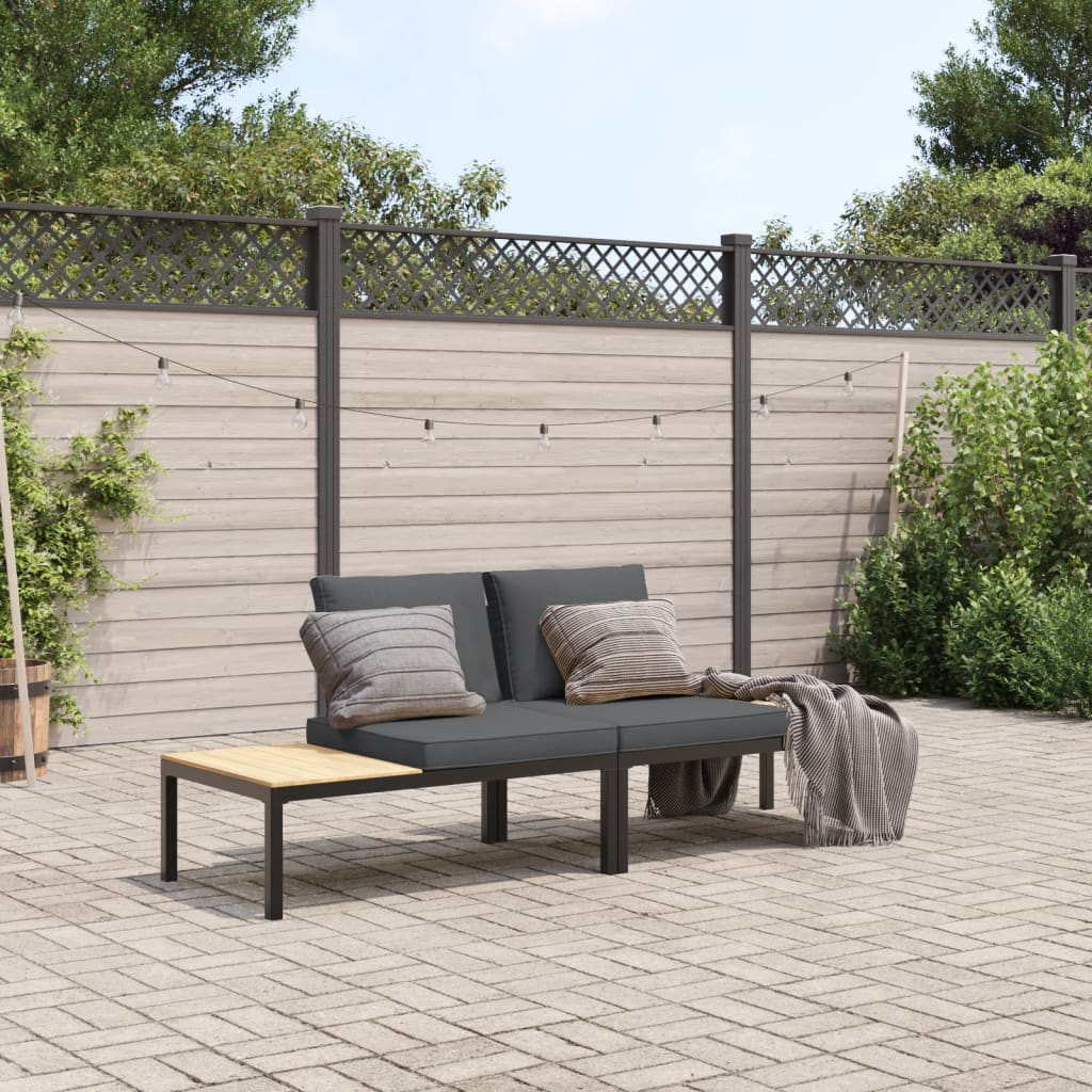 2-delige Loungeset met kussens aluminium zwart is nu te koop bij PeponiXL, paradijselijk wonen!