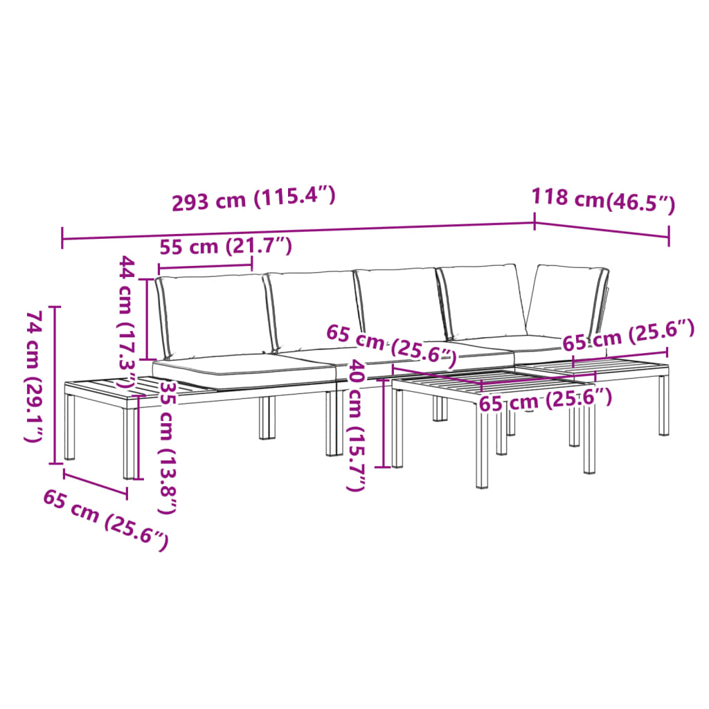 4-delige Loungeset met kussens aluminium zwart is nu te koop bij PeponiXL, paradijselijk wonen!