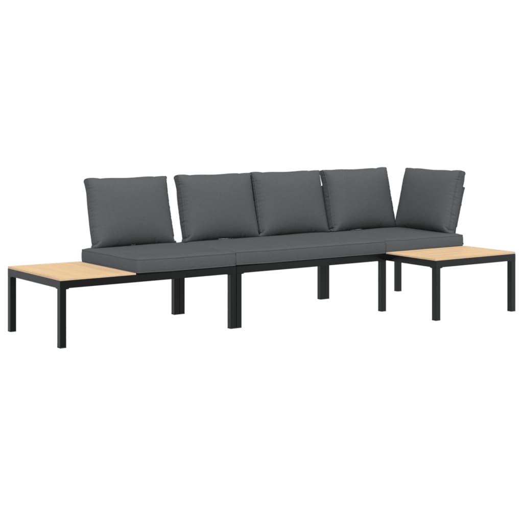 3-delige Loungeset met kussens aluminium zwart is nu te koop bij PeponiXL, paradijselijk wonen!