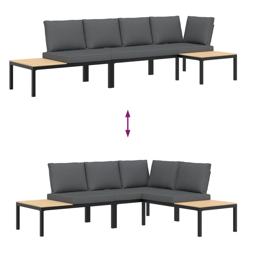 3-delige Loungeset met kussens aluminium zwart is nu te koop bij PeponiXL, paradijselijk wonen!