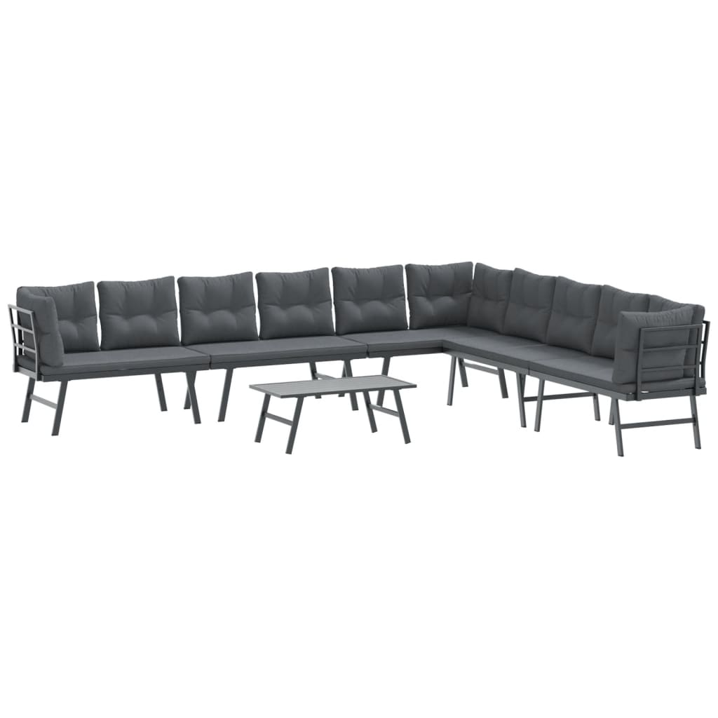 5-delige Tuinbankenset met kussens gepoedercoat staal zwart is nu te koop bij PeponiXL, paradijselijk wonen!