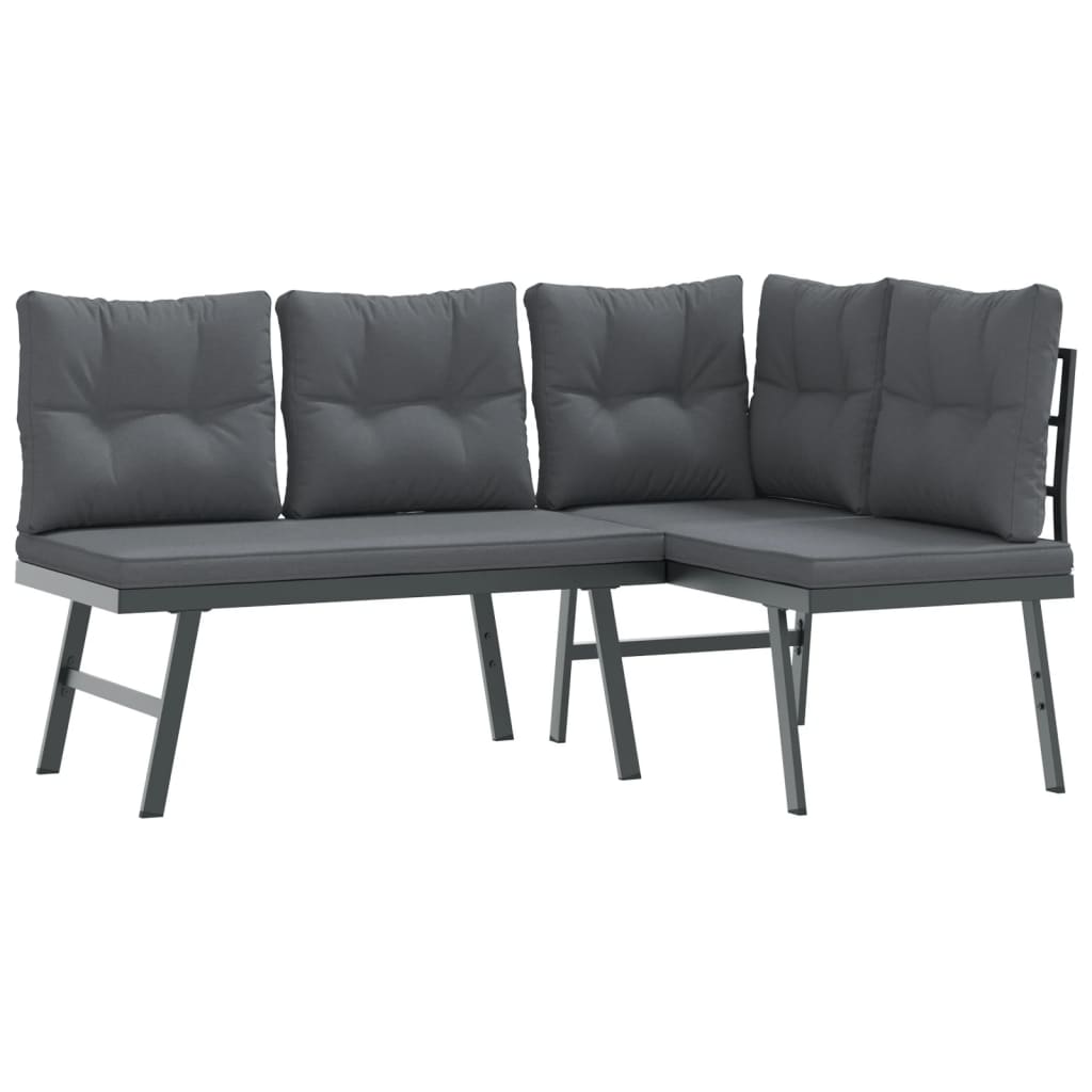 5-delige Tuinbankenset met kussens gepoedercoat staal zwart is nu te koop bij PeponiXL, paradijselijk wonen!