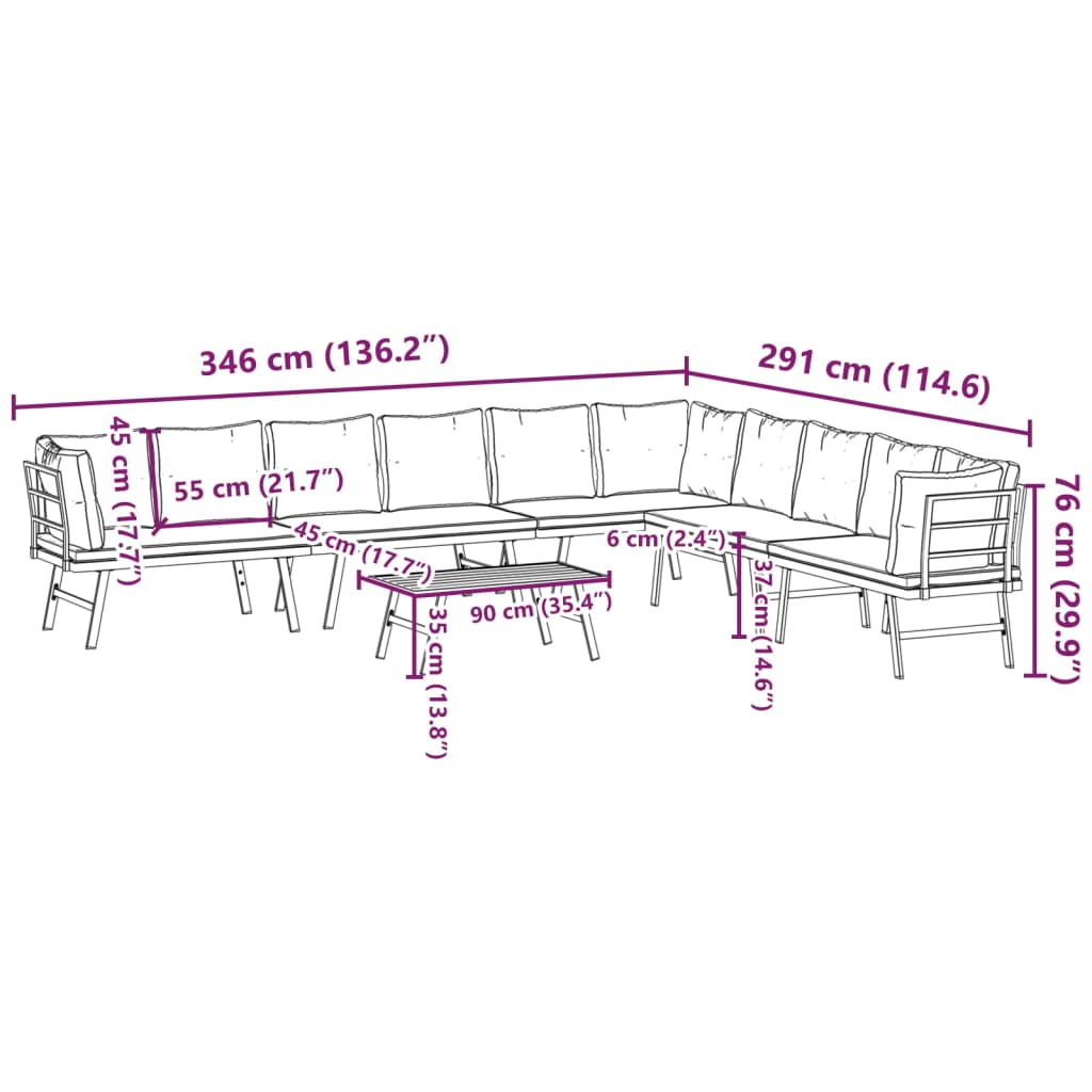5-delige Tuinbankenset met kussens gepoedercoat staal zwart is nu te koop bij PeponiXL, paradijselijk wonen!