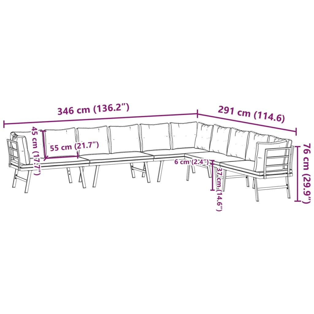 4-delige Tuinbankenset met kussens gepoedercoat staal zwart is nu te koop bij PeponiXL, paradijselijk wonen!