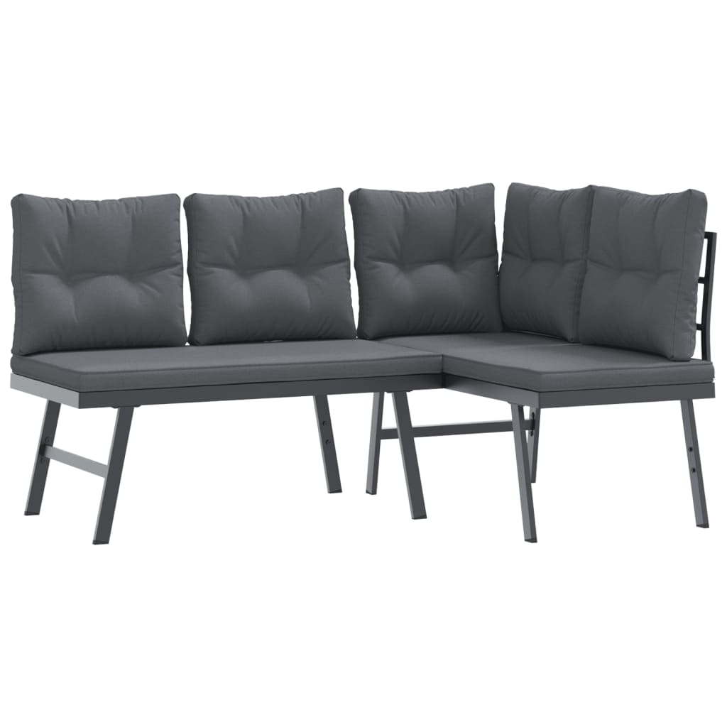 5-delige Tuinbankenset met kussens gepoedercoat staal zwart is nu te koop bij PeponiXL, paradijselijk wonen!