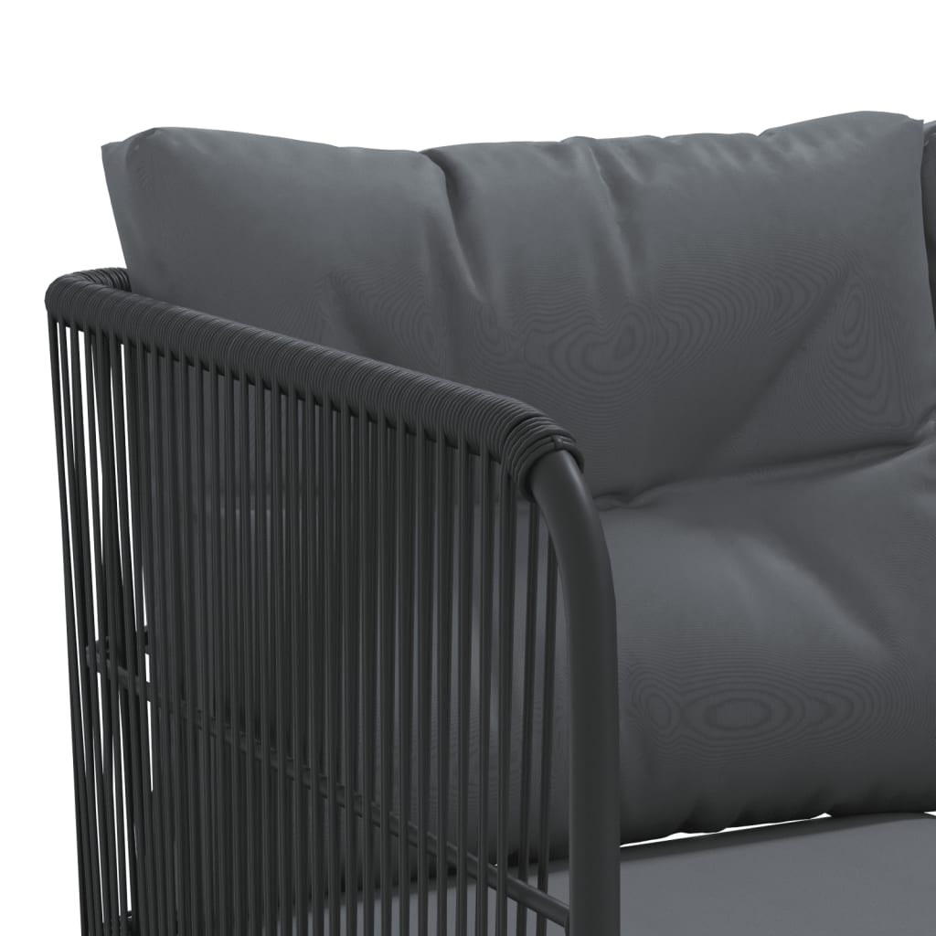 Loungeset met kussens staal en textileen zwart is nu te koop bij PeponiXL, paradijselijk wonen!