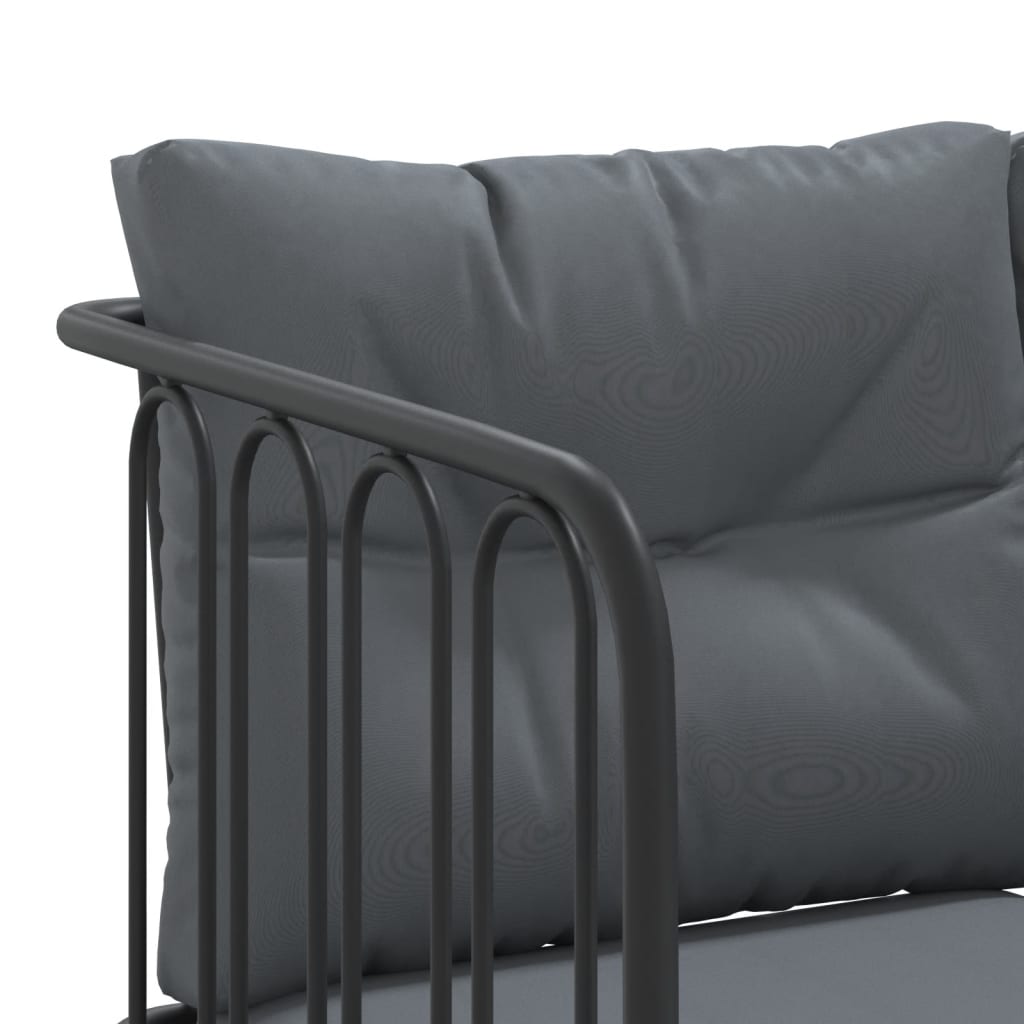Loungeset met kussens staal en textileen zwart is nu te koop bij PeponiXL, paradijselijk wonen!