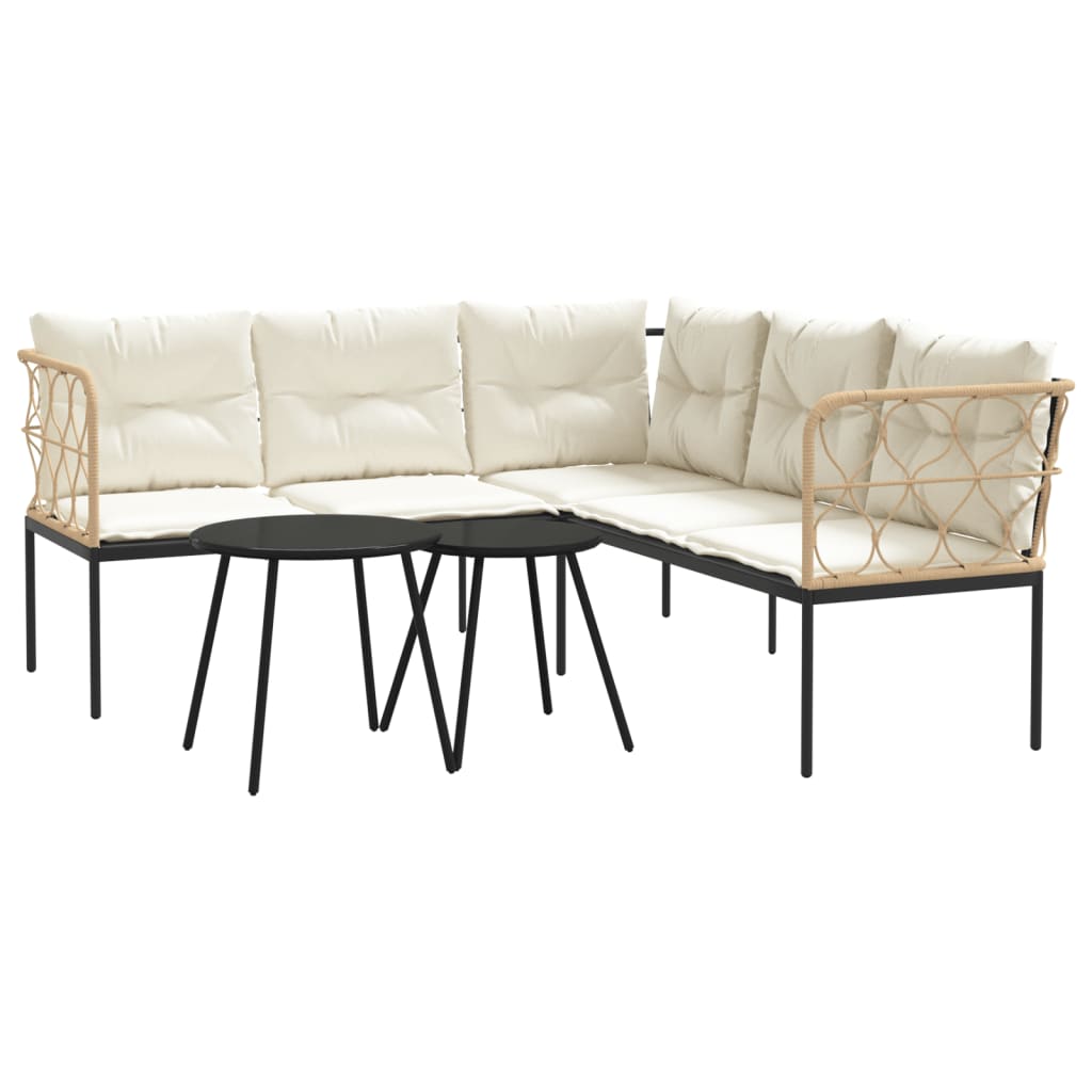 Loungeset met kussens staal en textileen zwart is nu te koop bij PeponiXL, paradijselijk wonen!