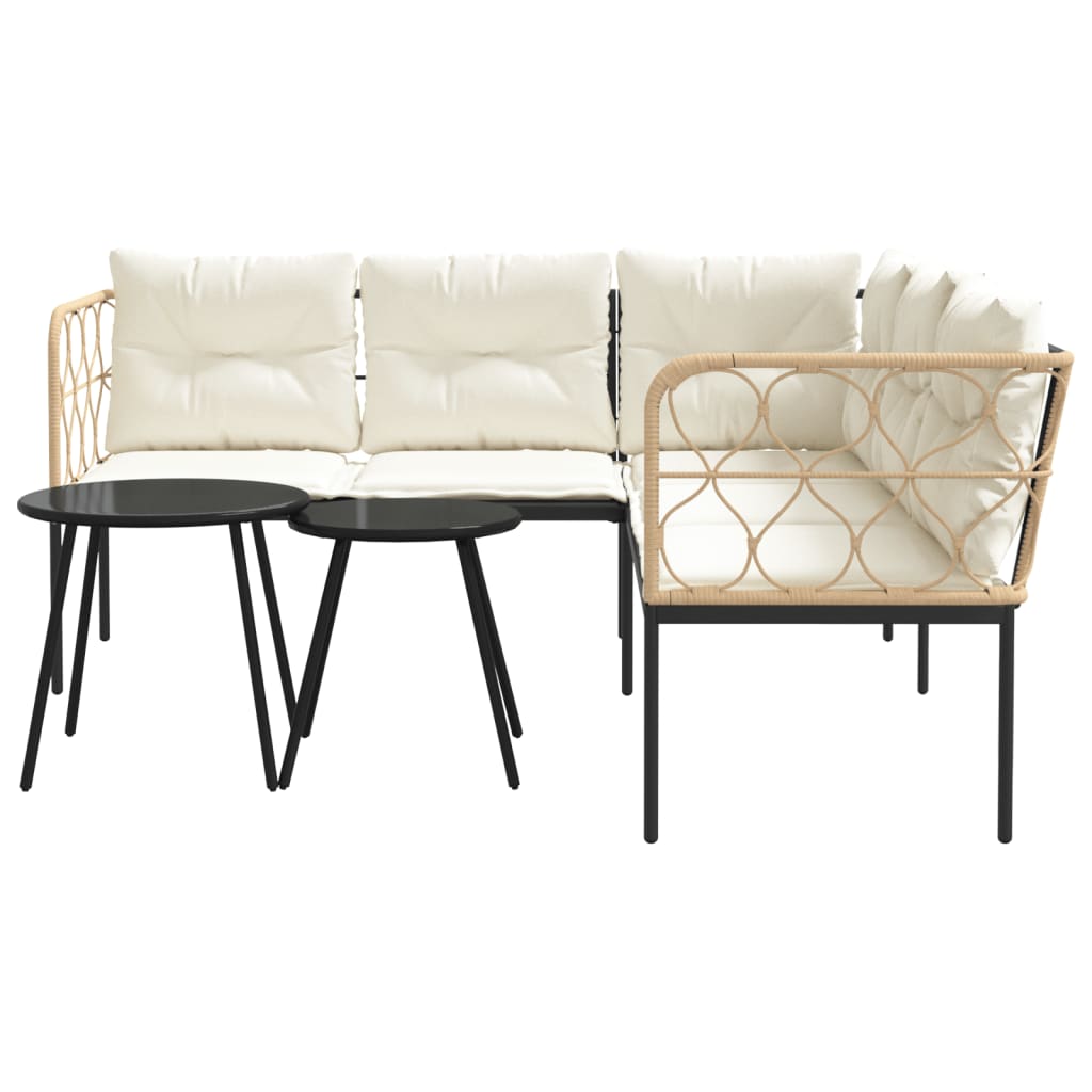 Loungeset met kussens staal en textileen zwart is nu te koop bij PeponiXL, paradijselijk wonen!