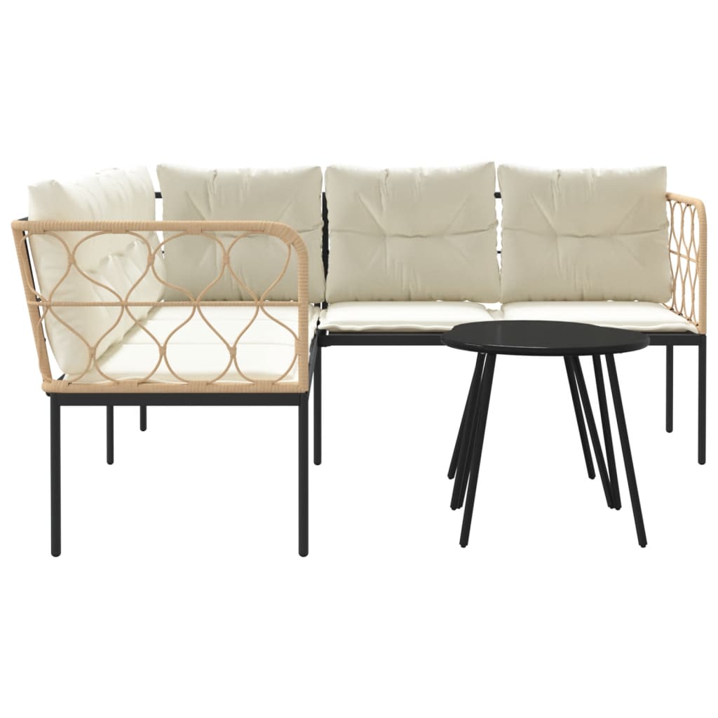 Loungeset met kussens staal en textileen zwart is nu te koop bij PeponiXL, paradijselijk wonen!